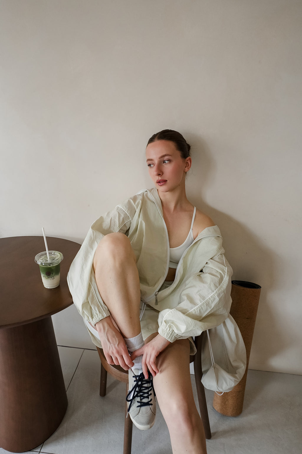 Oversized Athleisure Jacket Pistachio Beige
